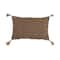 Hello Honey® Brown Hand-Woven Cotton & Jute Macramé Lumbar Pillow with Tassels & Mango Wood Beads